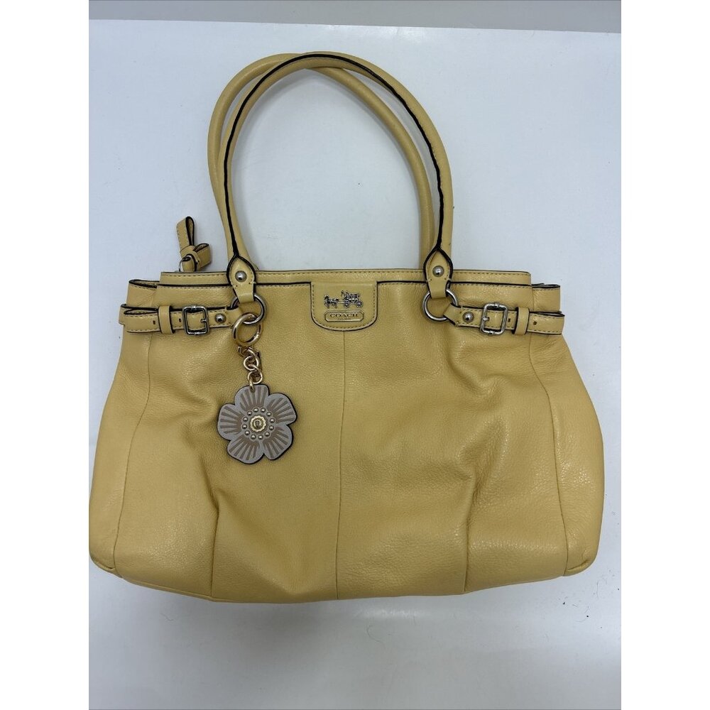 Coach Madison Kara Handbag Canary Yellow Leather M1220-22262 Keychain Bag Charm
